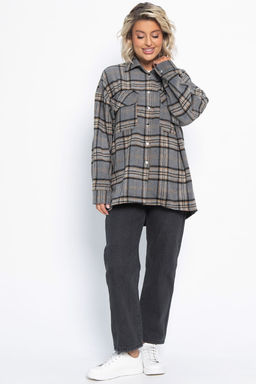 Пальто-рубашка Хармони (серо-бежевая) Б15041-5М