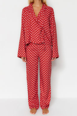 Trendyolmilla Pudra Kalpli Baglama Detayl? Viskon Dokuma Pijama Tak?m? THMAW22PT0300  фото 4