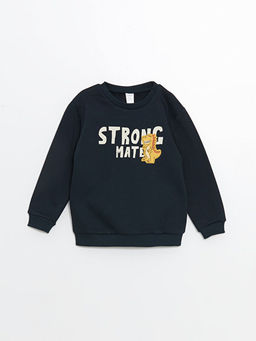 Bisiklet Yaka Uzun Kollu Bask?l? Erkek Bebek Sweatshirt ve E?ofman Alt 2li Tak?m - Waikiki фото 2