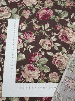 Сатин Античные розы цв.горький шоколад, ш.1.6м, хлопок-100%, 110гр/м.кв - Купава фото 4