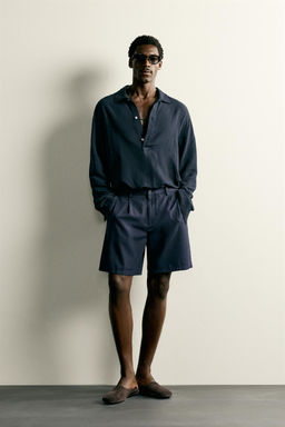 BERMUDA PLIEGUES REGULAR FIT / Marino