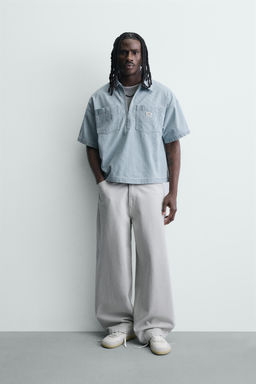 POLO BOXY FIT LAVADO RAYAS / Azul claro