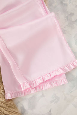 Trendyolmilla Pembe F?rf?rl? Ip Ask?l? Saten Dokuma Pijama Tak?m? THMSS25PT00107  фото 8