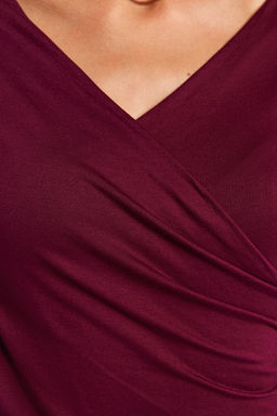 TRENDYOLMILLA Bordo Fitted/Vucuda Oturan Viskoz Buzgulu V Yaka Esnek C?tc?tl? Orme Body TWOAW24BD00045 фото 5