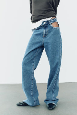 Z1975 MID-WAIST STRAIGHT CUT OUT JEANS - Zara фото 2