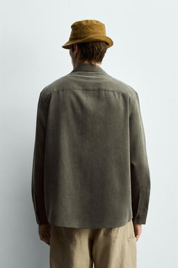 CAMISA FLUIDA RELAXED FIT BOLSILLOS / Khaki oscuro - Zara фото 3