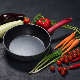 Сковорода с антипригарным покрытием д24см Грейси, h7,5см, s2,8мм, дно д14,5см, s4,9мм, глубокая, кованный алюминий, бакелитовая ручка c покрытием soft touch, TalleR (Китай) Подходит для всех видов плит, включая индукционную. - Домашняя мода фото 9