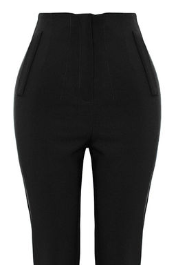 TRENDYOLMILLA Siyah Cigarette Kal?p Pensli Yuksek Bel Bilek Boy Dokuma Kumas Pantolon TWOSS20PL0515 фото 10