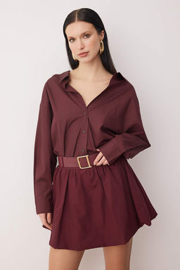 Limited Edition Siyah Sort Astarl? Kemerli Ekstra K?sa/Super Mini Balon Etek TPRAW26ET00003 - Trendyolmilla фото 9