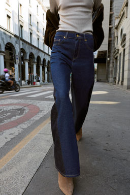 Z1975 WIDE-LEG HIGH-WAIST JEANS WITH COMBINED FABRIC - Zara фото 3