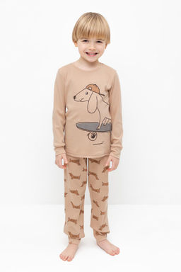 К 1541/нежный бежевый,таксы пижама дет