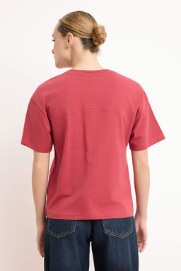 Sar? Relaxed/Rahat Kal?p Dusuk Kol K?sa Kollu %100 Pamuk Orme T-Shirt TWOSS26TS00095 - Trendyolmilla фото 8