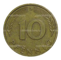 Монета 10 пфеннигов 1988 года D Германия