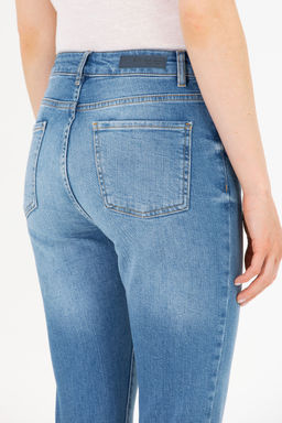 Джинсы Slim High Waist Fit синие из хлопка