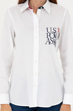 Женская белая рубашка с длинным рукавом - U.s. polo assn фото 20