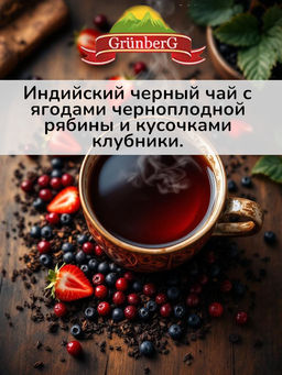 Клубничная черника Черный ароматизированный чай "GRUNBERG" LITE "