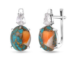 Серьги, бирюза устричная голубая, СПН4231