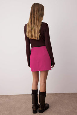 TRENDYOLMILLA Bej Basic Yuksek Bel A-line Mini Boy Dokuma Etek TWOSS22ET0136  фото 4