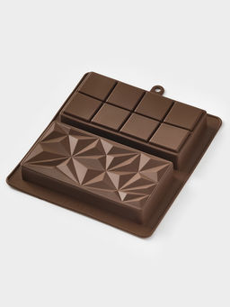 Форма для дубайского шоколада 2 плитки "Квадраты, пирамиды" 21x19x2,5 см