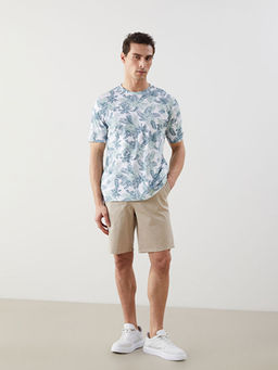 Bisiklet Yaka Desenli Penye Erkek Ti??rt