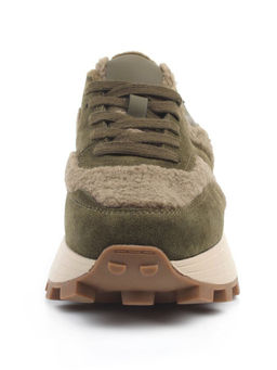 04-P118-2C GREEN Кроссовки демисезонные женские (натуральная замша, натуральная кожа, текстиль)