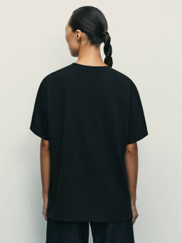 Футболка из хлопка с бусинами на кармане / Zarina  фото 5