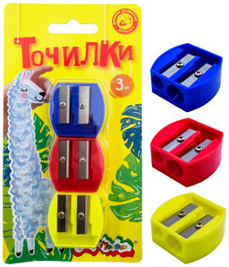 Набор точилок Каляка-Маляка ассорти, корпус пластик, 2 отверстия, в блистере 3 шт