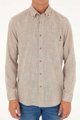 U. S. Polo Assn / Мужская рубашка цвета хаки с длинным рукавом - U.s. polo assn фото 6