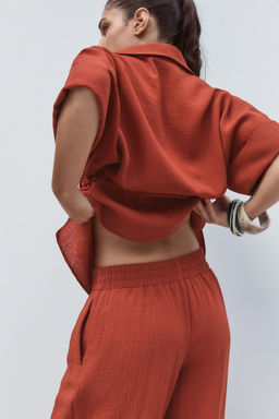 RUSTIC WIDE-LEG TROUSERS - Zara фото 12