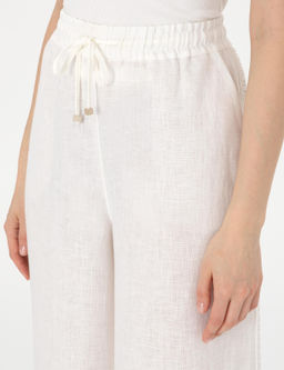 Beyaz Loose Fit Kanvas Pantolon