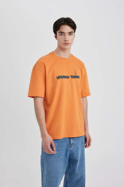 Футболка оверсайз с круглым вырезом и короткими рукавами Looney Tunes - Defacto фото 4