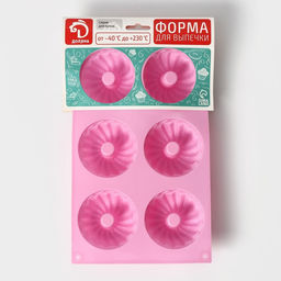Форма для выпечки Доляна Немецкий кекс, силикон, 17?27 см, 6 ячеек (d=7 см), розовая  фото 8