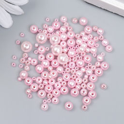Бусины для творчества пластик «Круглые. Розовая пудра», d=3-8 мм, набор 10 г