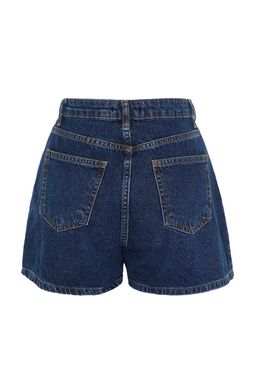 Koyu Mavi Onden Dugmeli Yuksek Bel Mini Denim Sort TWOSS22SR00112