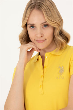 Женское желтое трикотажное платье - U.s. polo assn фото 2