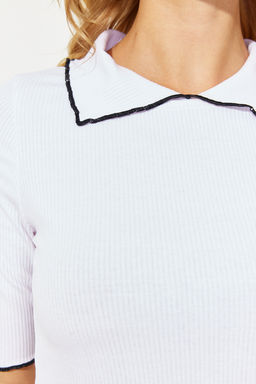 Beyaz Yaka Detayl? Regular/Normal Kal?p Orme Bluz TWOSS24BZ00194