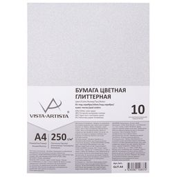 VISTA-ARTISTA Бумага цветная глиттерная GLIT-A4 250 г/м2 A4 21 х 29.7 см 10 шт. 01 - под серебро (silver)  фото 6