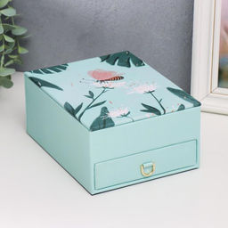 Шкатулка кожзам для украшений Одуванчики и пальмовые листья 8,7х14,3х18,2 см