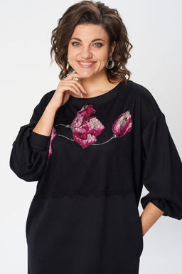 Платье Gizart 5356/1-Р Черный+маки