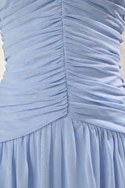 Ac?k Mavi A-Kesim Buzgulu Astarl? Ucus Ucus Tul Orme S?k Abiye Gece Mezuiyet Elbisesi TPRSS25EL00237 - Trendyolmilla фото 3