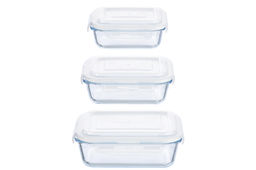 Набор 3 прямоугольных контейнеров 360 мл, 600 мл, 1000 мл с пластик. крышк. с защел., с сил.уплотн Elan Gallery