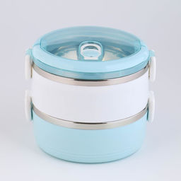 Ланч бокс TAKE IT EASY «Милави», 1.1 л, ёмкость 500 мл, 2 уровня, ,сохраняет тепло 2 ч, нержавеющая сталь, белый, голубой