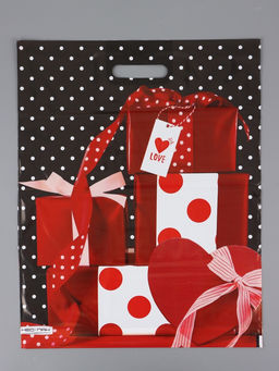 Цена за 25 шт. Пакет "Подарки, полиэтиленовый с вырубной ручкой 41х51 см, 80 мкм