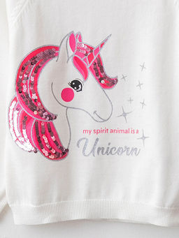 Bisiklet Yaka Bask?l? Pul ??lemeli Uzun Kollu K?z ?ocuk Triko Kazak - Waikiki фото 3