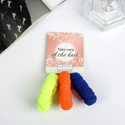 Цена за 6 шт. Резинки для волос «Махрушка спорт», набор 3 шт., узор диагональ, 4 см