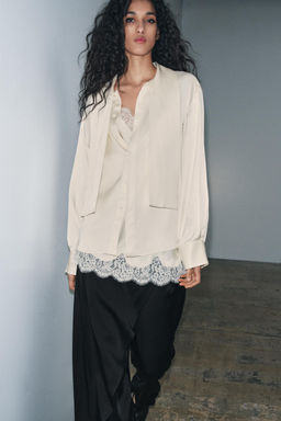 ZW COLLECTION COMBINED SATIN BLOUSE - Zara фото 3