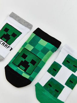 Minecraft Desenli Erkek ?ocuk Patik ?orap 5li