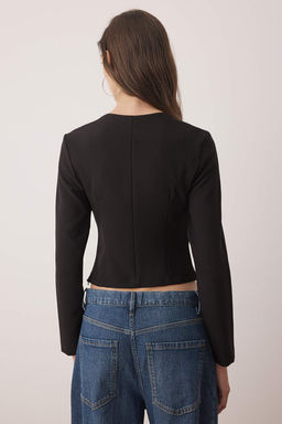 Ekru Kare Yaka Fitted Dokuma Bluz TWOAW26BZ00141 - Trendyolmilla фото 8