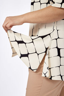Блуза Элль стиль 2279а бежевый/принт геометрия  фото 4