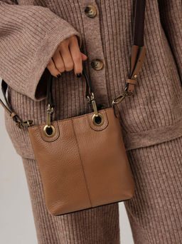 Сумка кожаная кросс-боди Deboro 30347 светлый орех